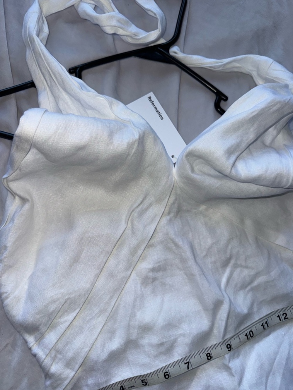 NWT Reformation Samira 100% Linen Halter Mini Dress White Size 12 Backless - Picture 6 of 7
